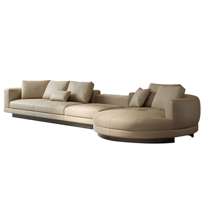 Orion Leather Round Chaise Sectional Sofa