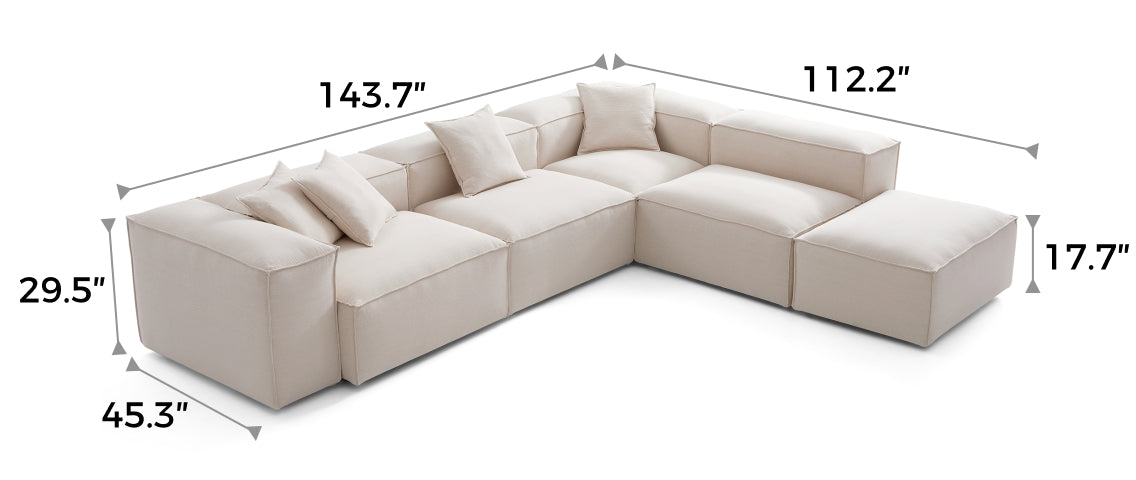 Freedom Modular Khaki L-Shaped Sectional and Ottoman