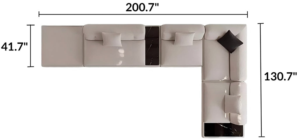 Silver Moon Boucle L-Shaped Sectional Sofa