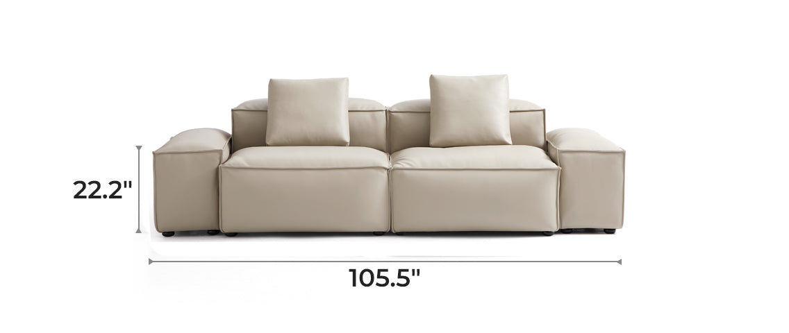 Flex Modular Beige Genuine Leather Sofa