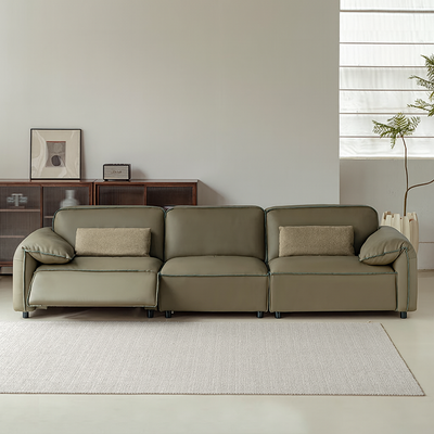 Elara Top Grain Leather Power Recliner Sofa-Olive