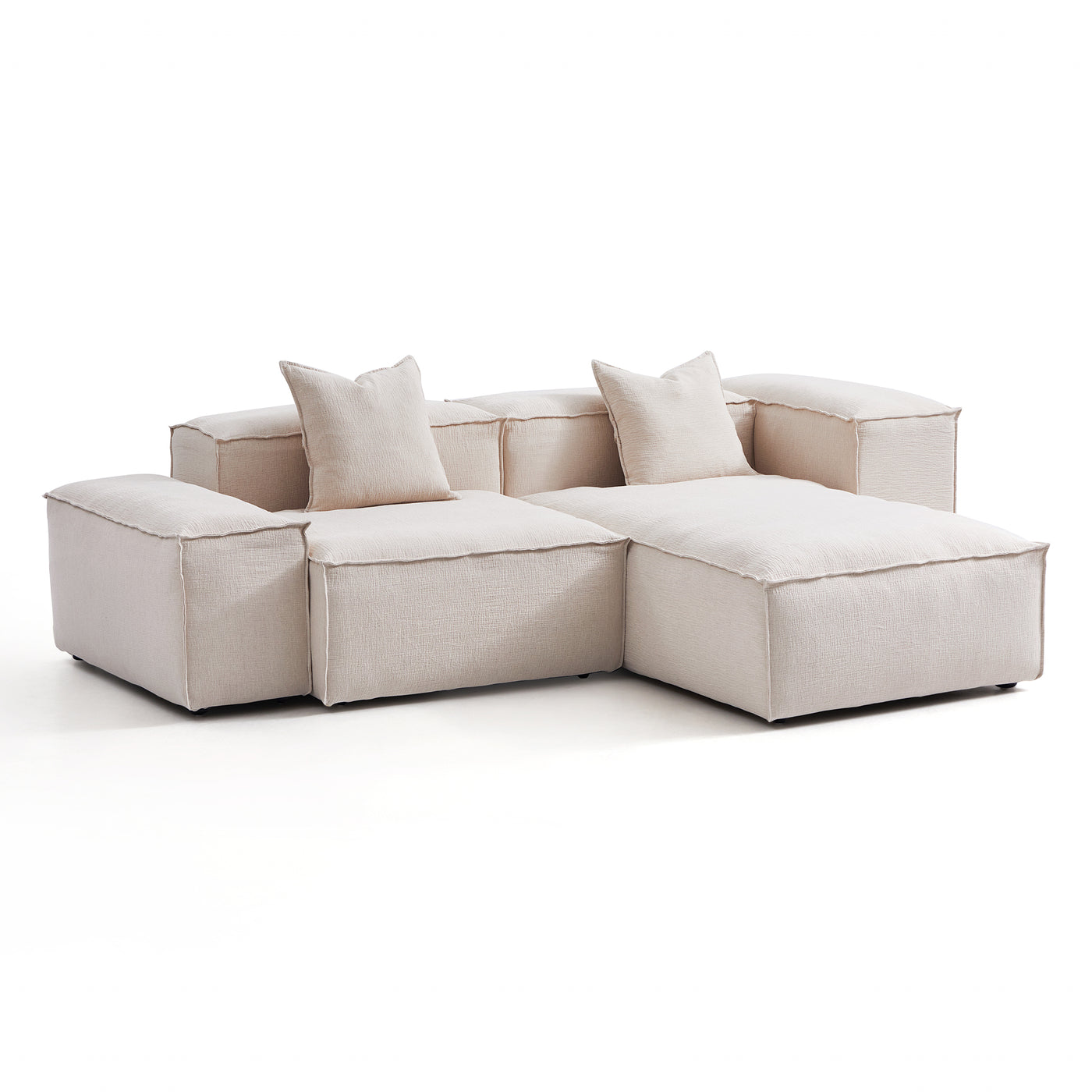 Freedom Modular Khaki Sectional Sofa-Khaki-Low & High-106.3″