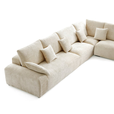 The Empress Gray Corner Sectional Sofa-Beige-144.9"