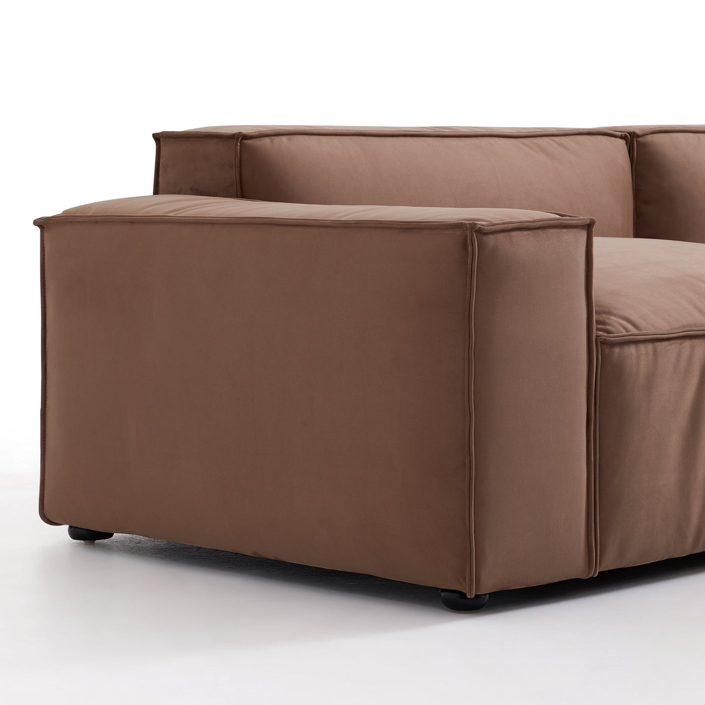 Luxury Minimalist Brown Fabric U Shaped Sectional Sofa-Brown