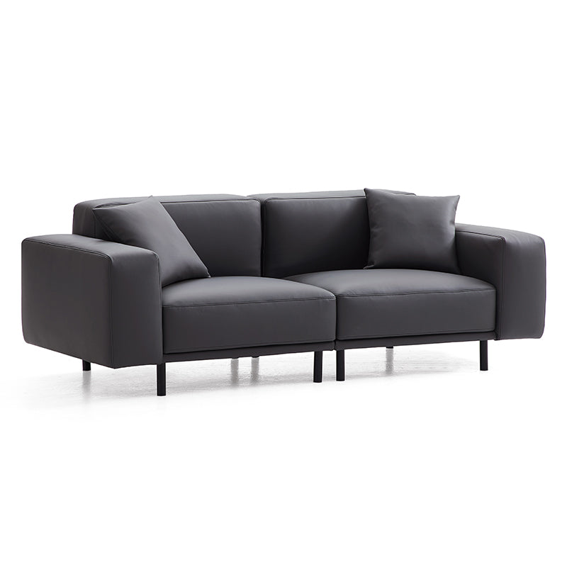 Noble Dark Gray Leather Sofa Set and Ottoman-Dark Gray
