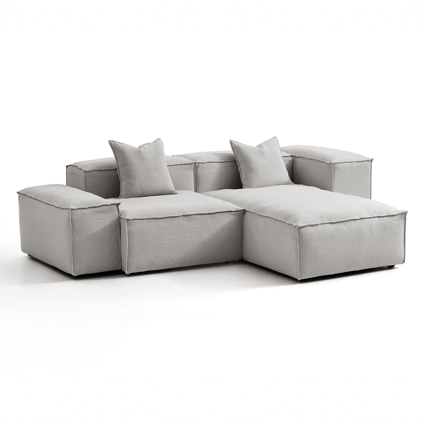 Freedom Modular Khaki Sectional Sofa-Gray-Low & High-106.3″