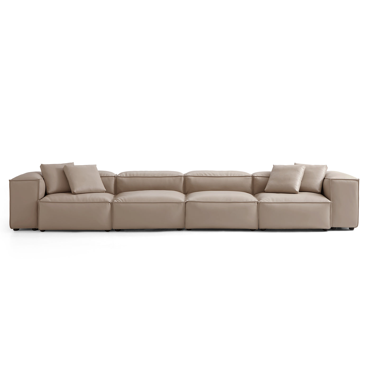 Flex Modular Khaki Genuine Leather Sofa-Khaki-180.3"-High