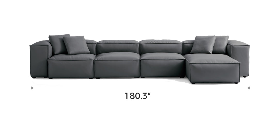 Flex Modular Dark Gray Genuine Leather Sectional