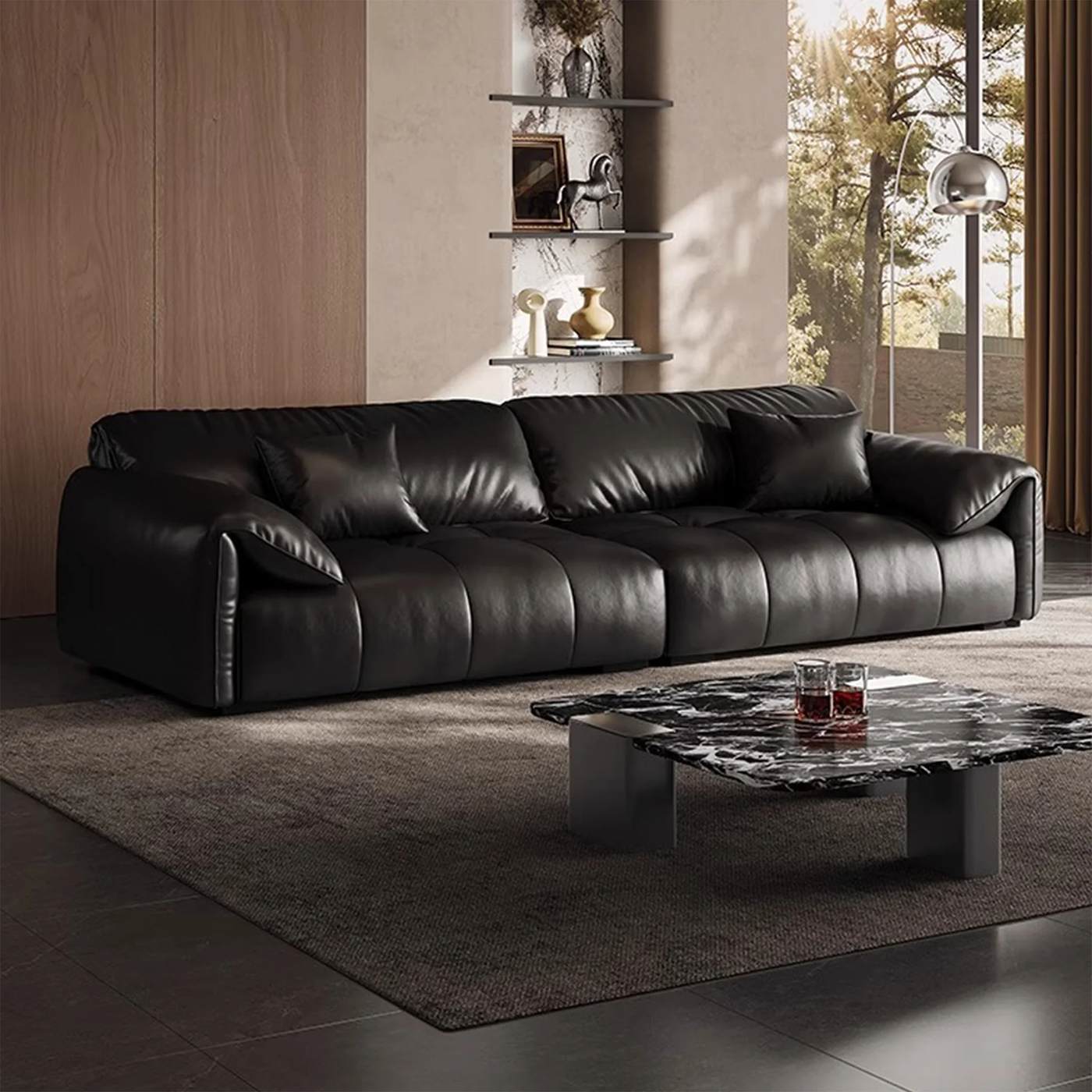 Anorea Brown Contemporary Minimalist Sofa