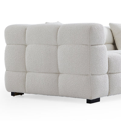 Cushy Cream Boucle Fabric Tufted Armchair-White