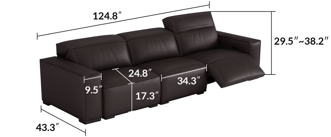 Gallant Top Grain Leather Power Recliner Sofa