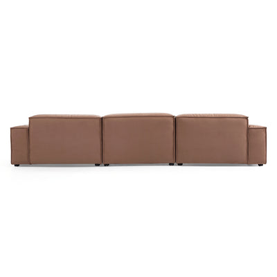 Luxury Minimalist Brown Fabric Sofa Set-Brown-140.2″
