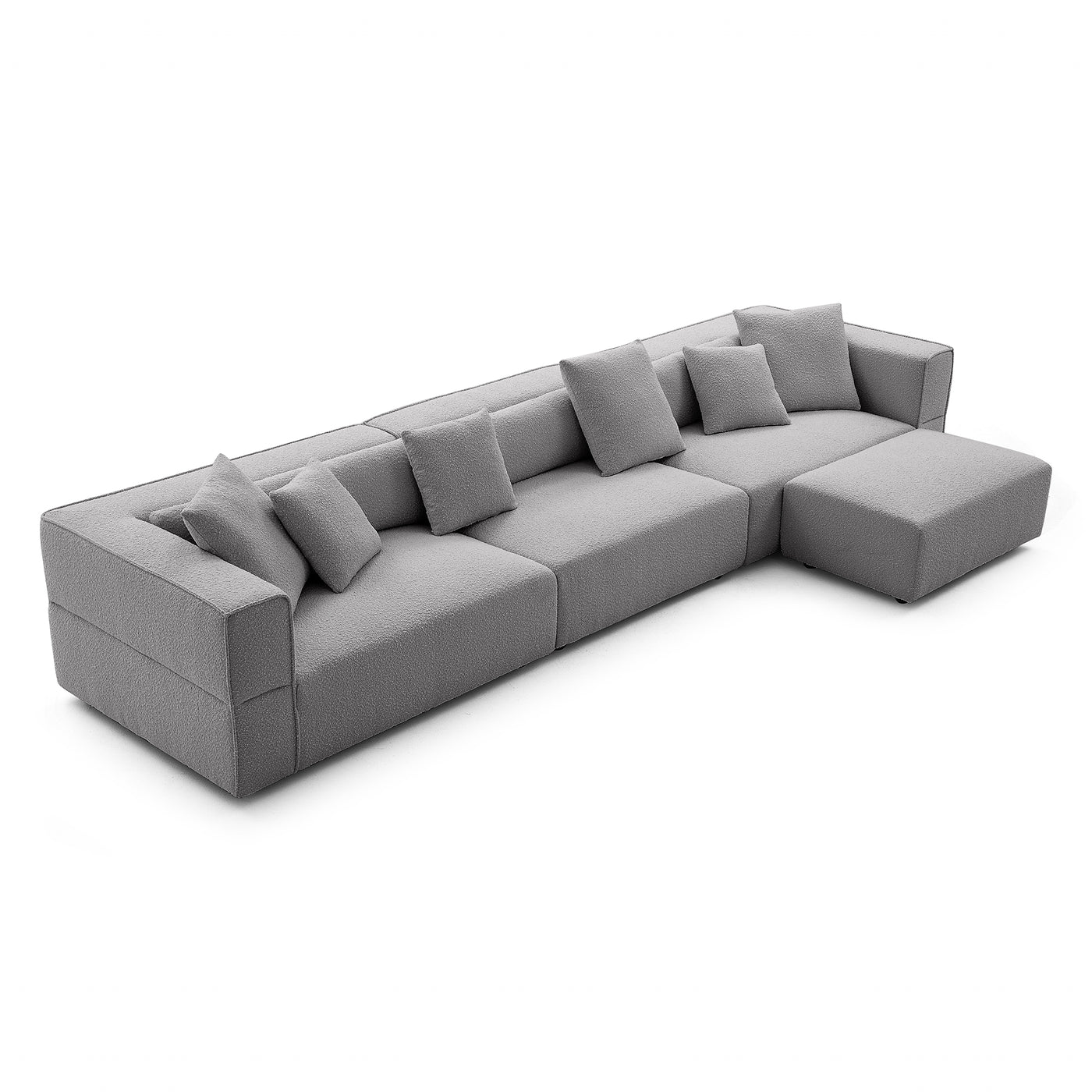 Nordic Modern Creamy Sofa with Ottoman-Gray