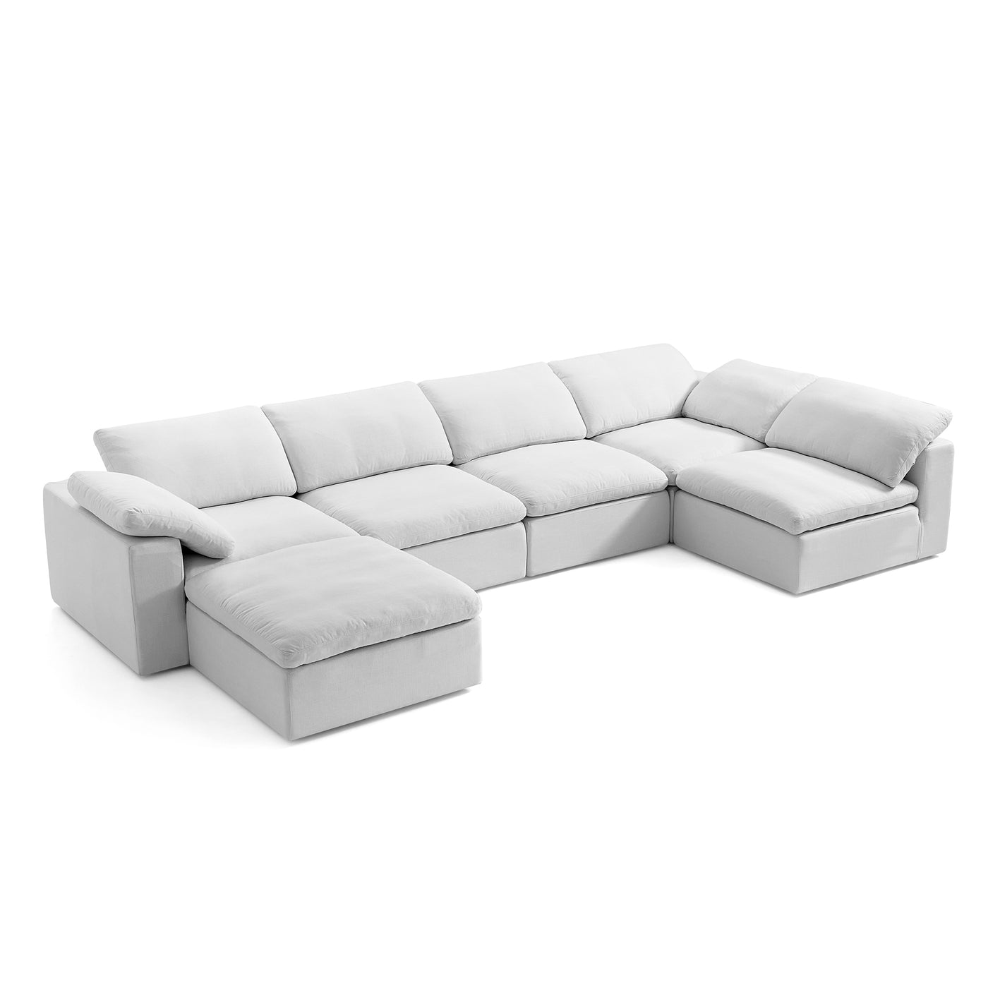 Tender Wabi Sabi Sand L Shaped Sectional and Ottoman-White-165.4"