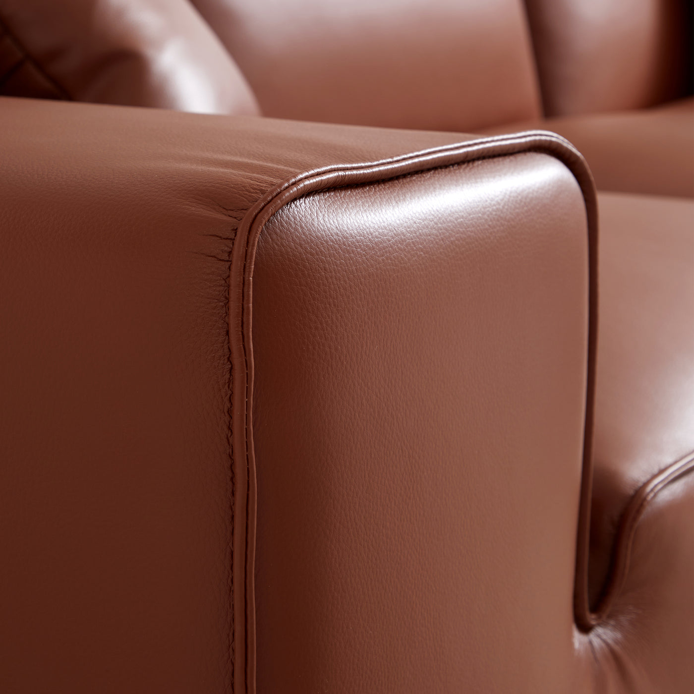 Domus Modular Brown Leather Sectional Sofa-Brown