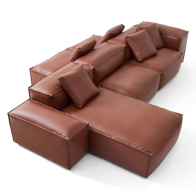 Flex Modular Brown Genuine Leather Double Sided Sectional-Brown-hidden