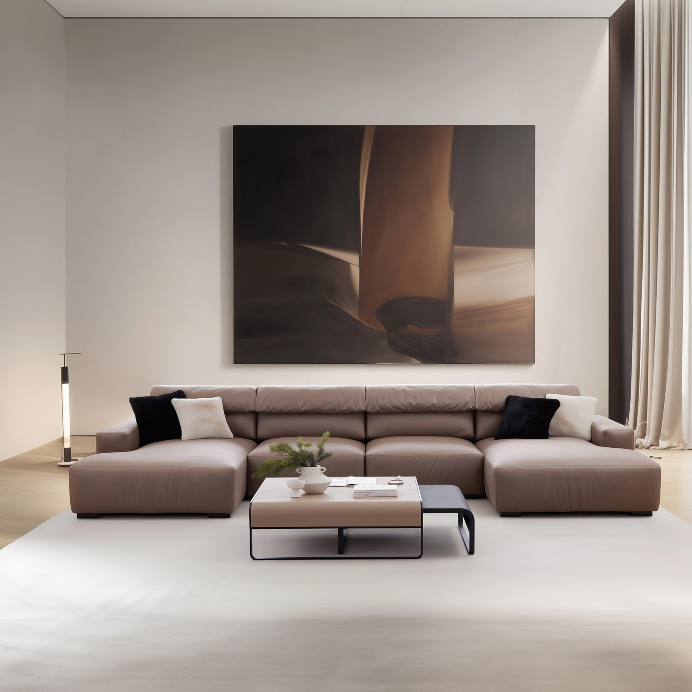 Chestnut Double Chaise Sectional-Brown