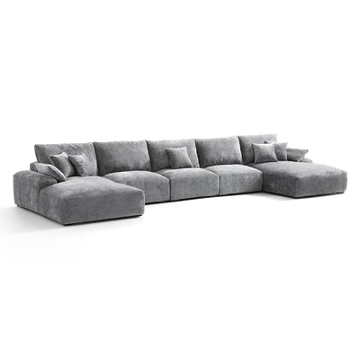 The Empress Navy Blue U Shaped Sectional-Gray-196.9"