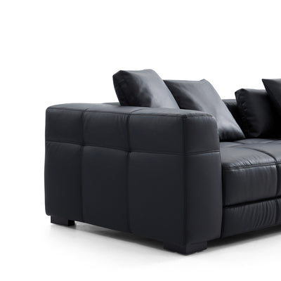 Blazer Black Leather Sofa-Black