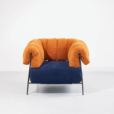 Granchio Russet Fabric Accent chair-Orange & Blue