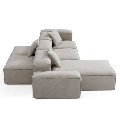 Freedom Modular New Gray Double Sided Sectional Sofa-Sand-143.7"-Low & High