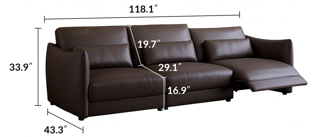 Ashby Top Grain Leather Power Recliner Sofa