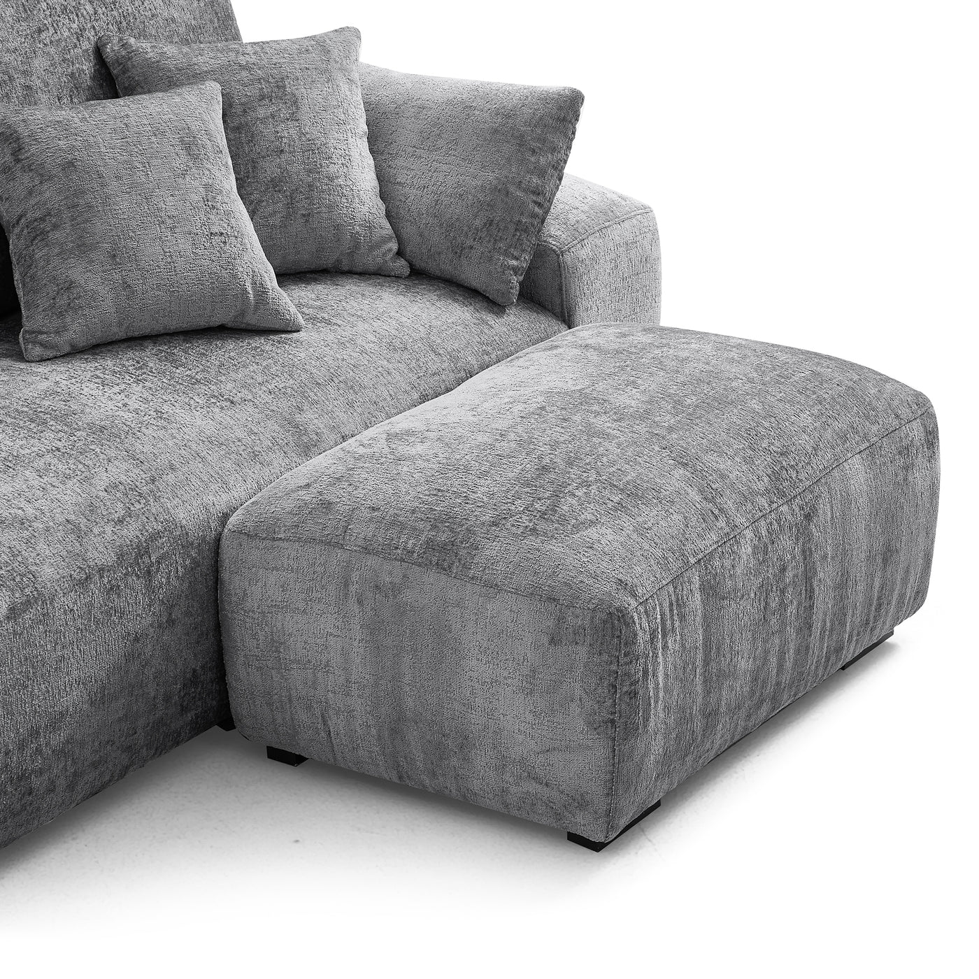 The Empress Beige Sofa and Ottoman-Gray
