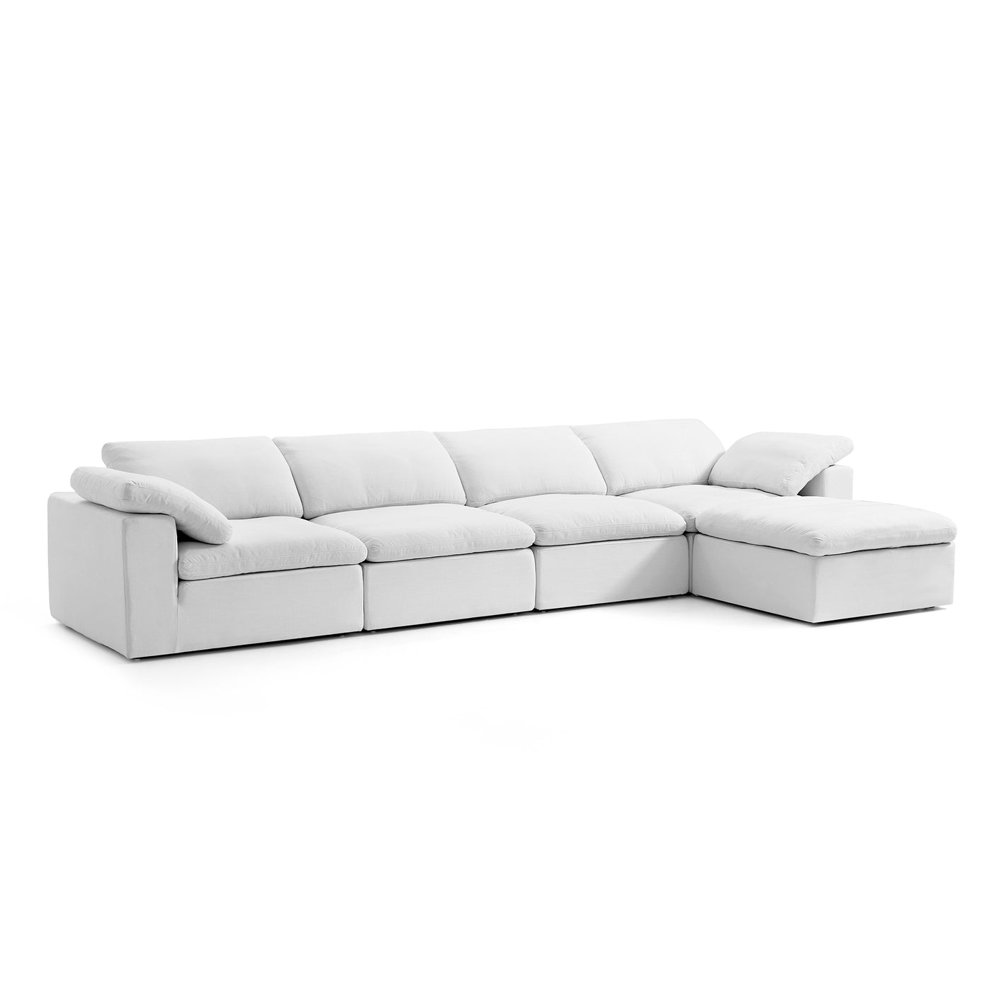 Tender Wabi Sabi White Sofa and Ottoman-White-165.4"