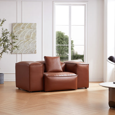 Flex Modular Brown Genuine Leather Armchair-Brown