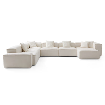 Freedom Modular Beige U Shaped Sectional Sofa-Beige-181.1"-Low & High