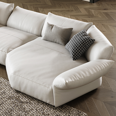 Petalo Modern Leather Sectional-White