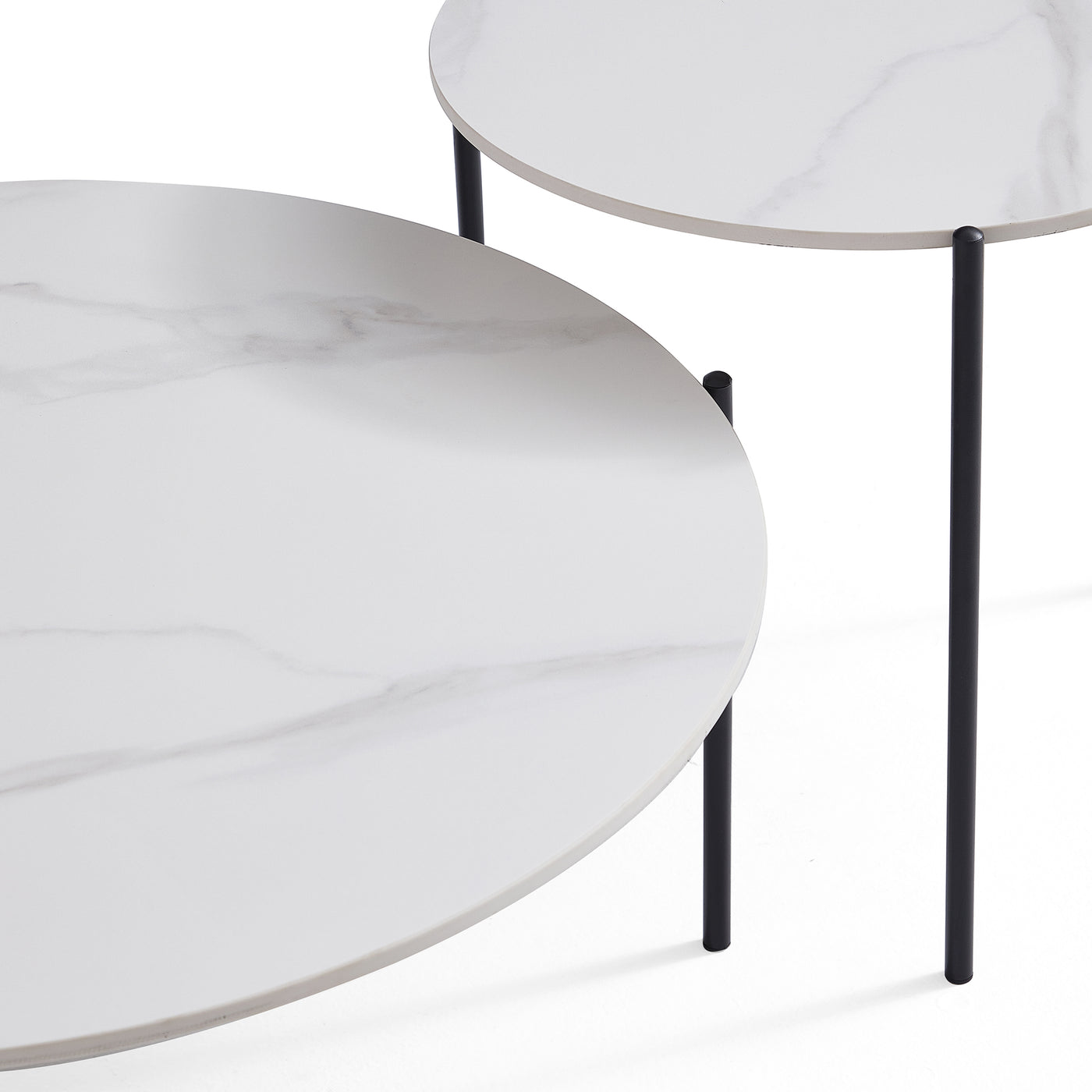 Milan White Marble Coffee Table Set-White