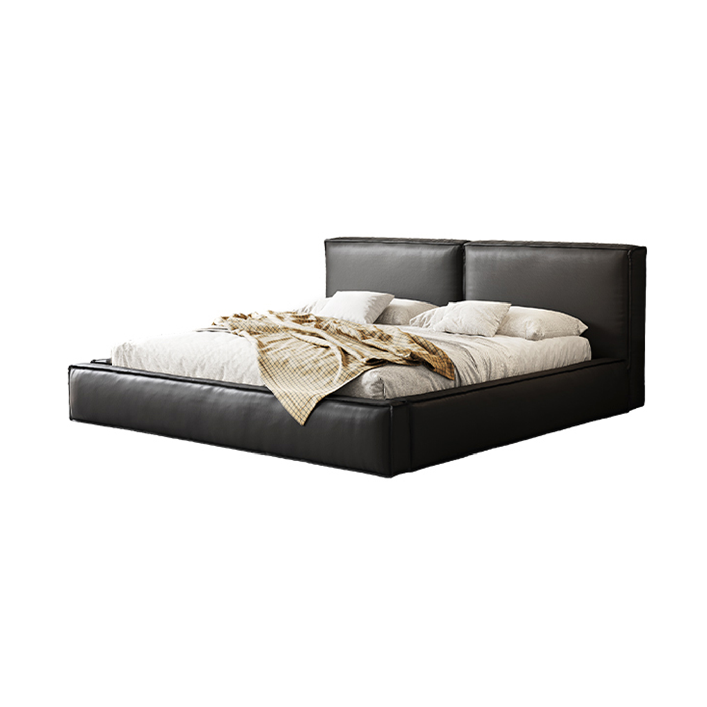 BlockSense Modern Leather Bed