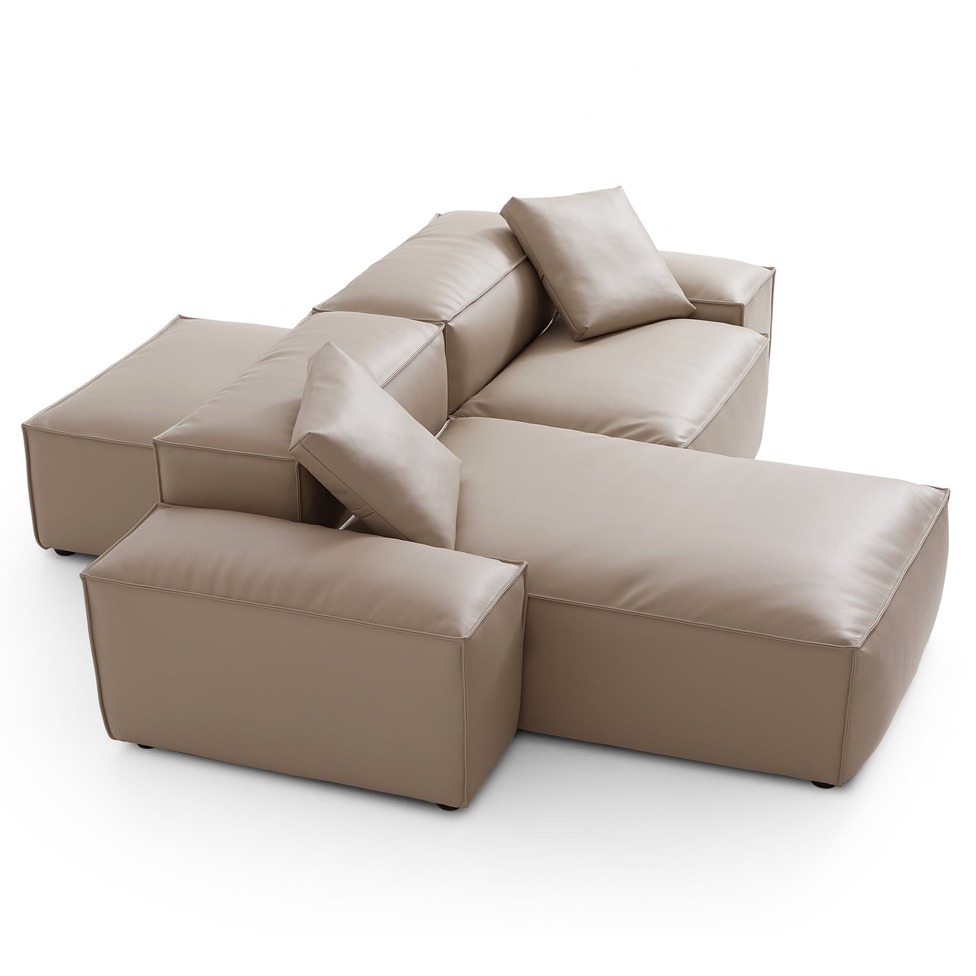 Flex Modular Khaki Genuine Leather Double Sided Sectional-Khaki-105.5"-Low