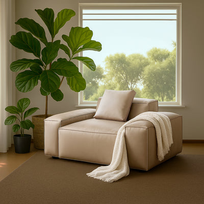 Cube Modular Khaki Genuine Leather Armchair