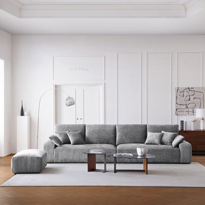The Empress Beige Sofa and Ottoman-Gray