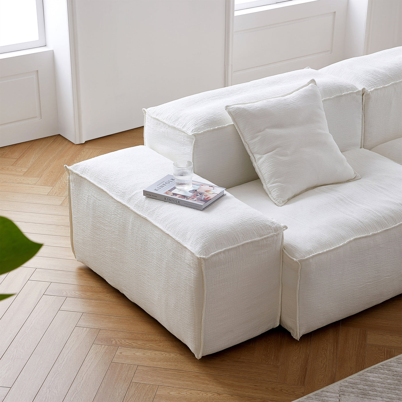 Freedom Modular Khaki Sectional Sofa-White