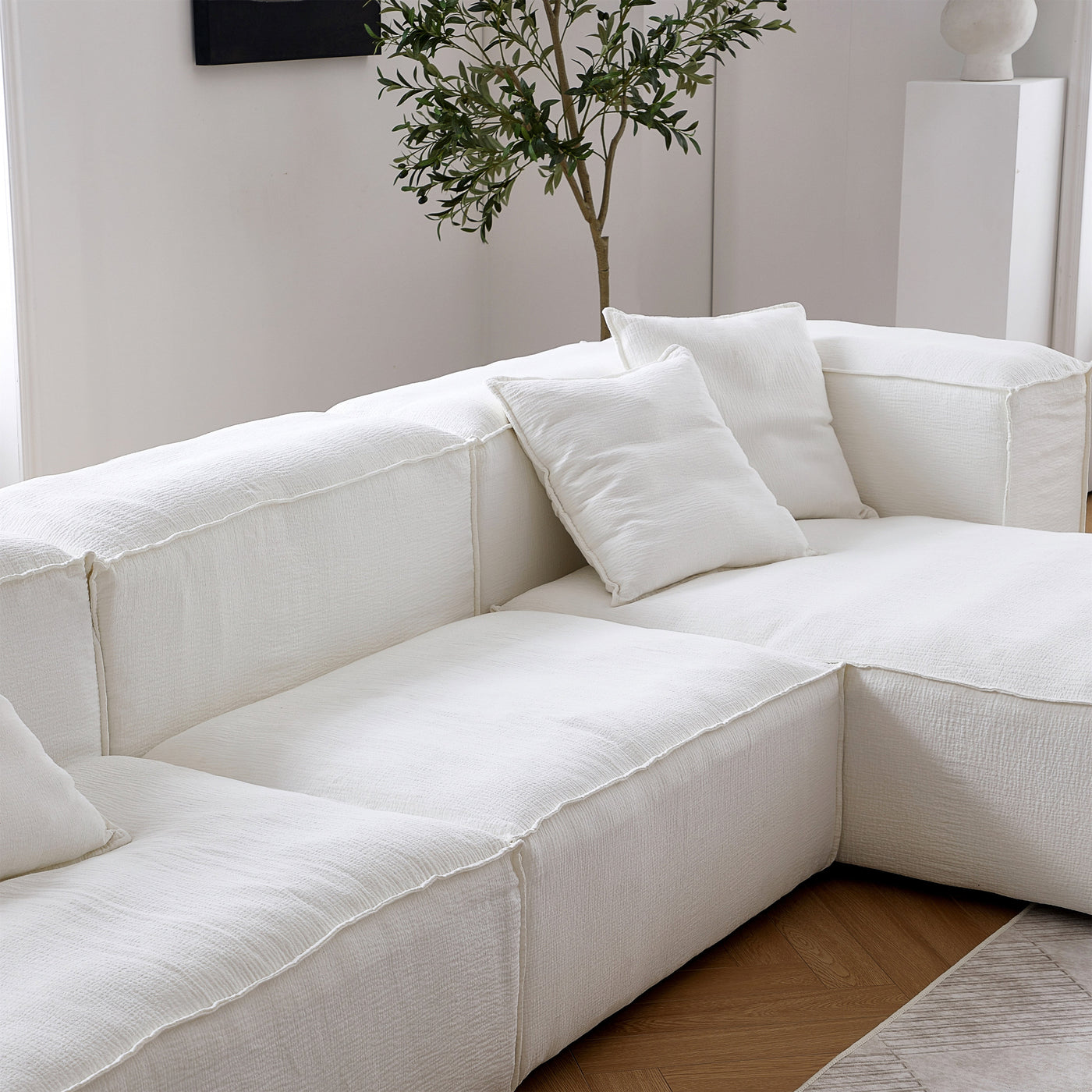 Freedom Modular Khaki Sectional Sofa-White