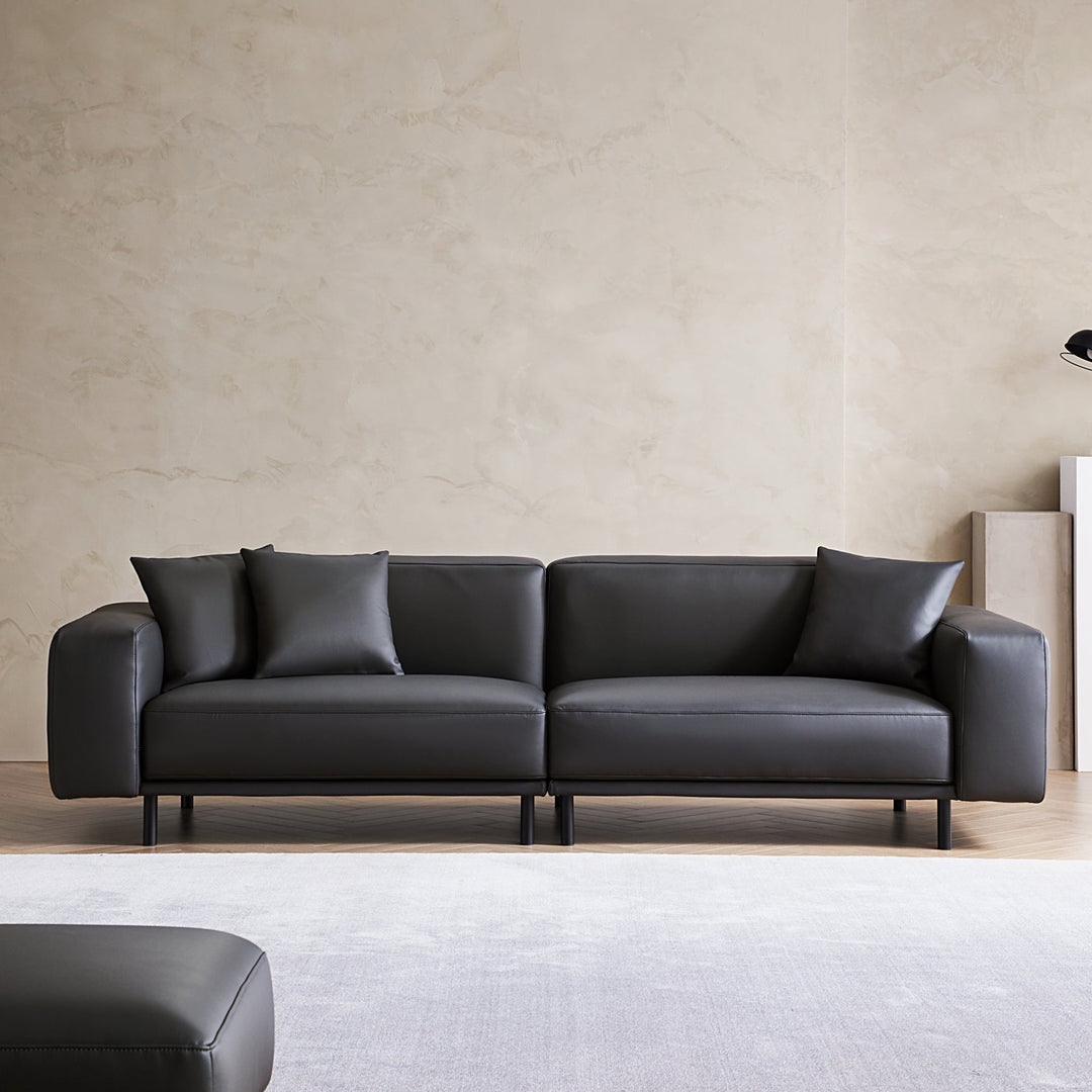 Noble Dark Gray Leather Sofa-Dark Gray