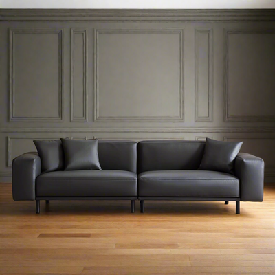 Noble Dark Gray Leather Sofa