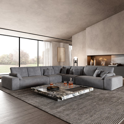 The Empress Gray Corner Sectional Sofa-Gray