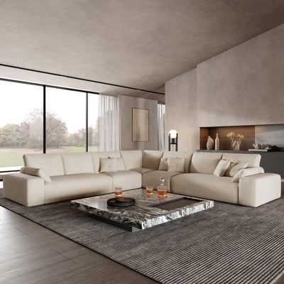 The Empress Beige Corner Sectional Sofa-Beige