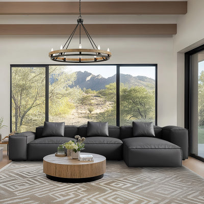 Cube Modular Dark Gray Genuine Leather Sectional