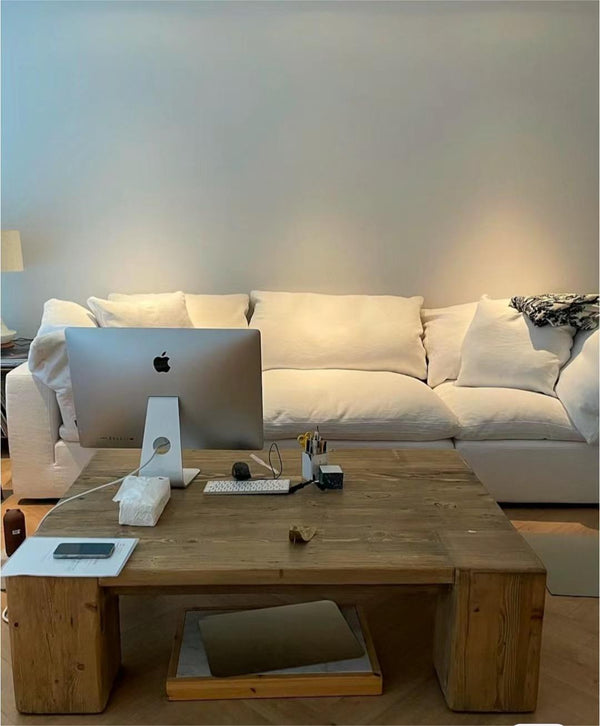 Tender Wabi-Sabi Gray Sofa and Ottoman