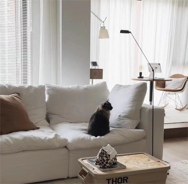 Tender Wabi-Sabi White Sofa and Ottoman