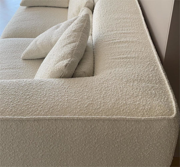 Nordic Modern Creamy Sofa with Ottoman