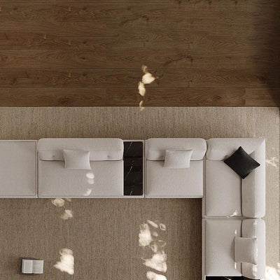 Silver Moon Boucle L Shaped Sectional Sofa-White