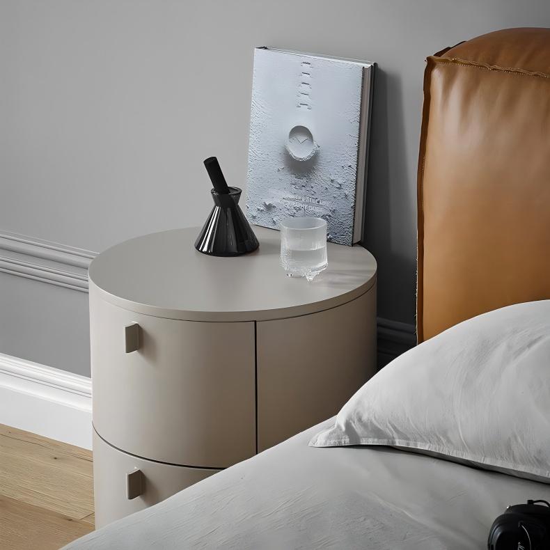 Cream Cylinder Nightstand