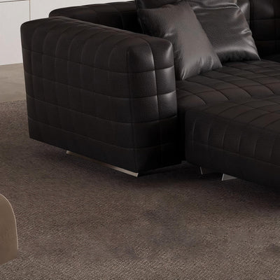 Matrix Top Grain Leather Sofa with Ottoman-Black