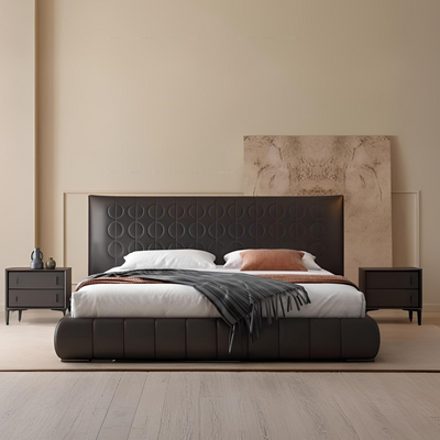 Dark Rum Leather Bed